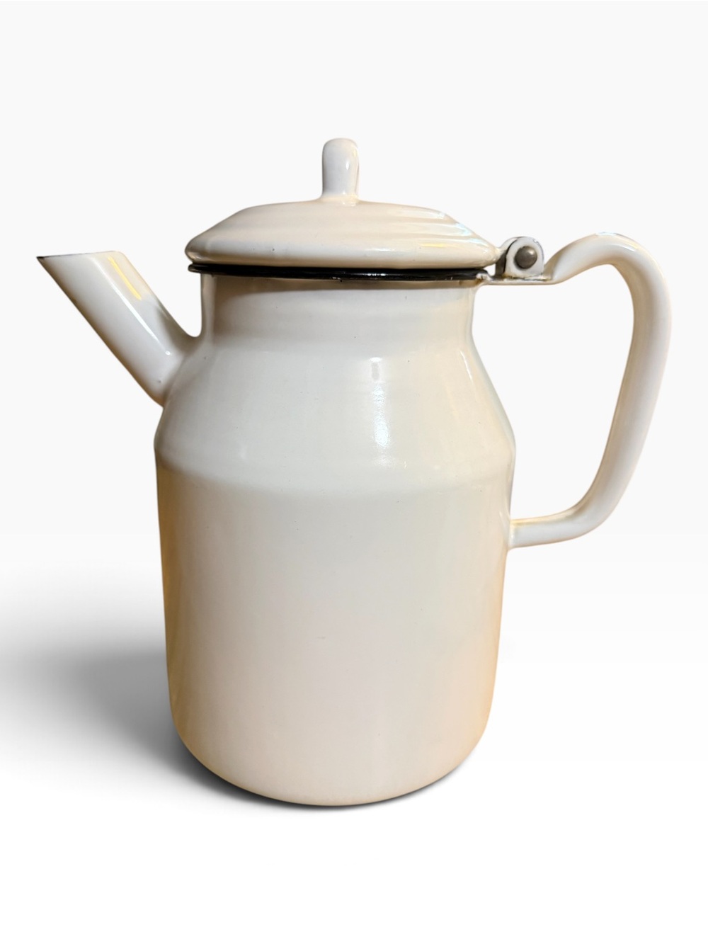 Vintage Classic White Enamelware Coffee Pot